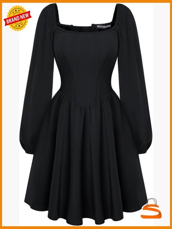 Dresses & Skirts - Renaissance Corset Mini Dress Long Sleeve Puff Sleeve Fishbone Party